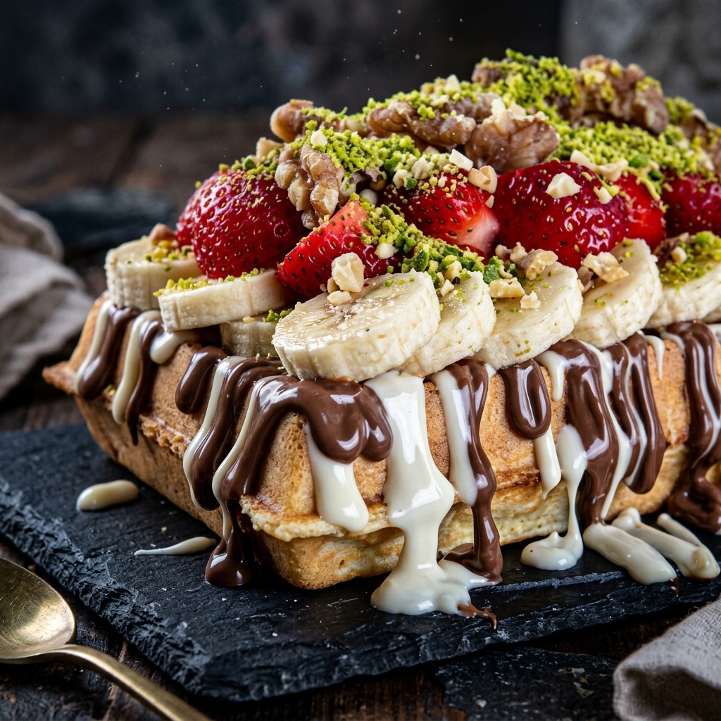 Candy Waffle Muz & Çilek (Ekstra Meyveli)